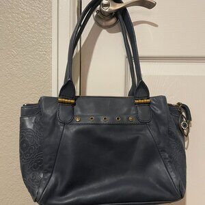 The Sak Serena Leather Satchel in Navy